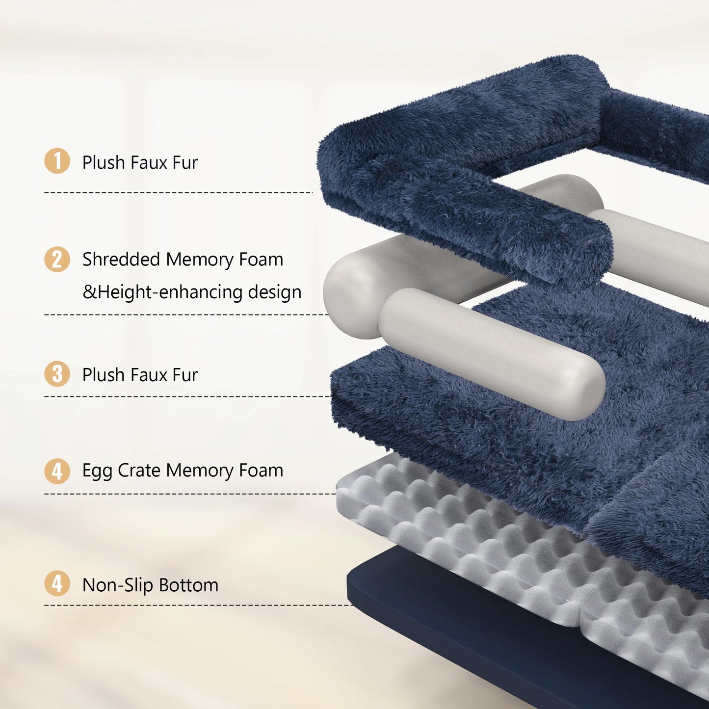 Foldable Human Dog Bed for Adult, Orthopedic Memory Foam Dog Bed for Humans, Waterproof Human Dog Bed for People, Faux Fur Human Sized Dog Bed,Black