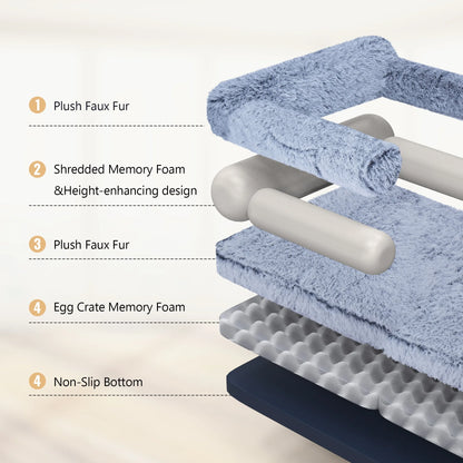 Foldable Human Dog Bed for Adult, Orthopedic Memory Foam Dog Bed for Humans, Waterproof Human Dog Bed for People, Faux Fur Human Sized Dog Bed,Gray