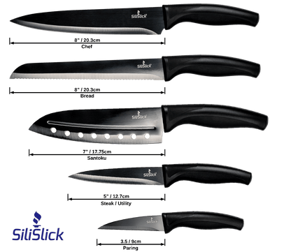 Kitchen Knife Set Kit | Black Magnetic Rack & Sharpener