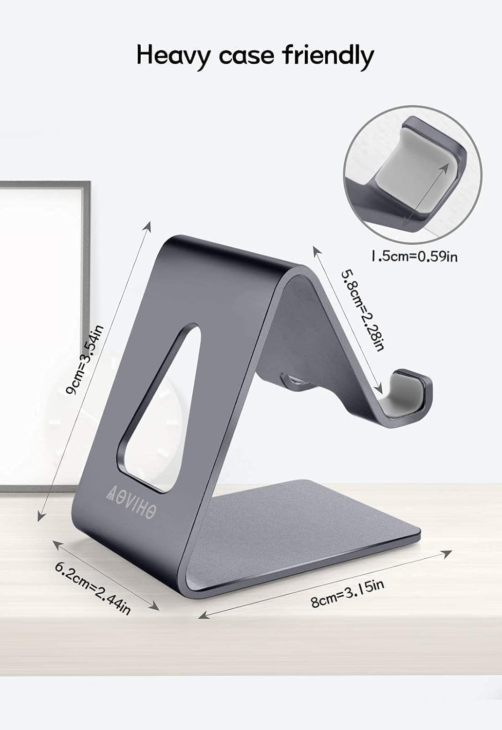 Cell Phone Stand Desk Phone Holder - Aluminum Mobile Phone Cradle Dock for Iphone 13 12 Pro 11 X Xs Max 8 7 6 6S plus SE 5 Samsung All Smart Phones (Dark Gray)