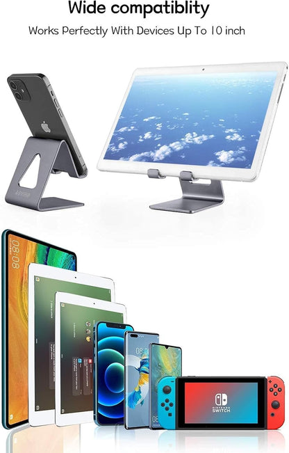 Cell Phone Stand Desk Phone Holder - Aluminum Mobile Phone Cradle Dock for Iphone 13 12 Pro 11 X Xs Max 8 7 6 6S plus SE 5 Samsung All Smart Phones (Dark Gray)