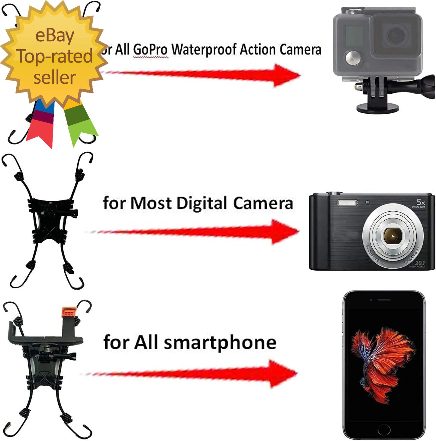 Fence Mount Holder for Cameras and Smartphones - Black